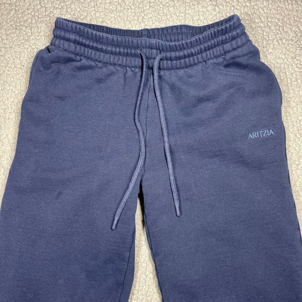 Aritzia Sweatfleece Boyfriend Fit Wide Leg Sweatpants Navy Blue XS 6440 - Picture 2 of 14